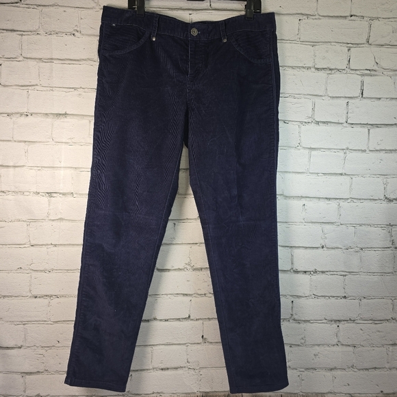 Athleta Navy Corduroy Pants Cotton Poly Stretch Womens 14 Boot Cut EUC - Picture 2 of 8